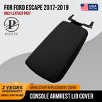 Console Lid Armrest Cover for Ford Escape (2017–2019) Gray Stitch PVC