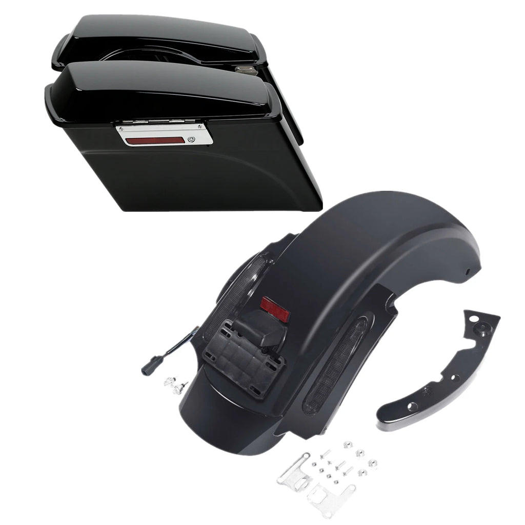 Hard Saddlebags & LED Rear Fender for Harley Touring Street Road Glide (2009–2013)