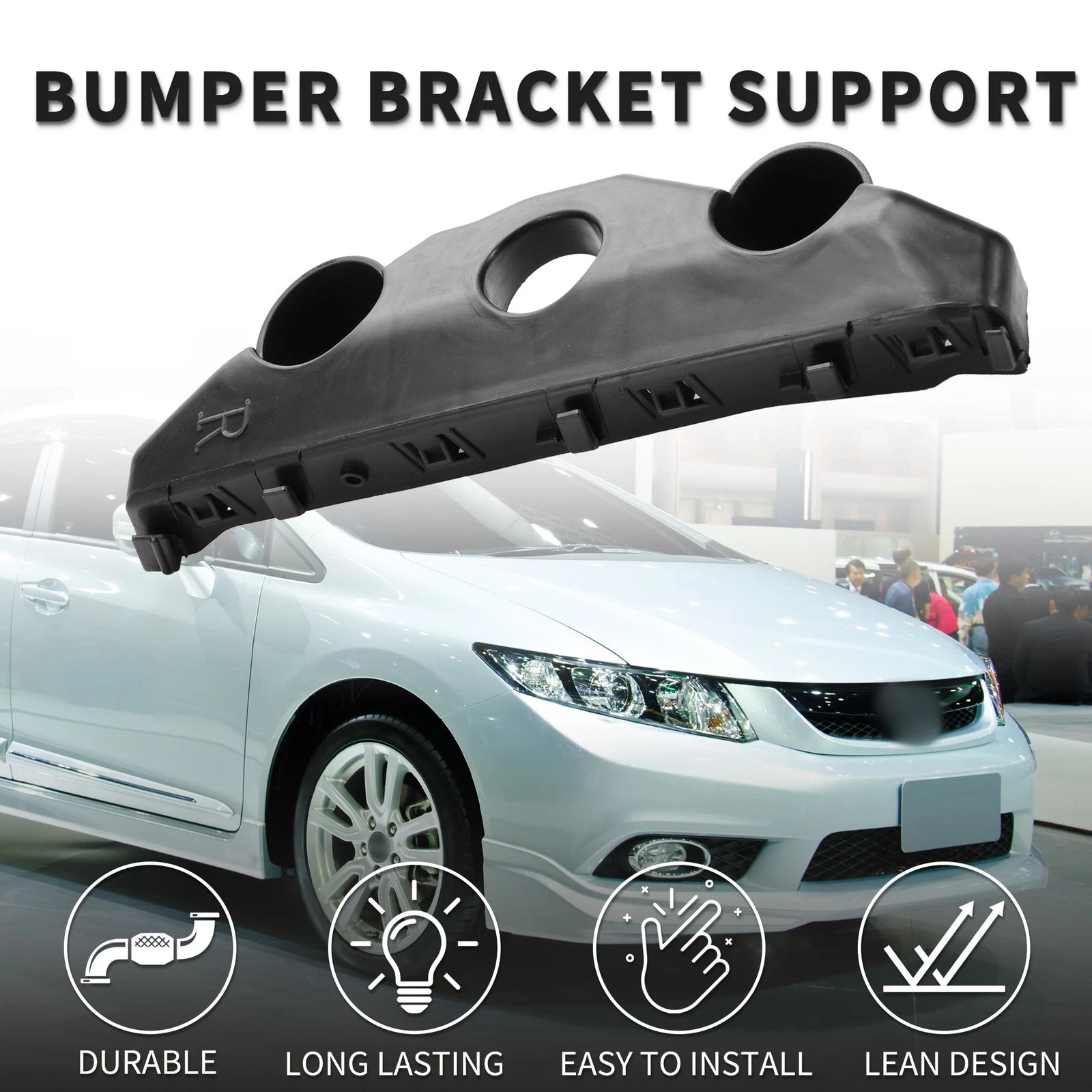 1pc Right Front Bumper Retainer Bracket for Nissan Versa (2020–2022) Black ABS