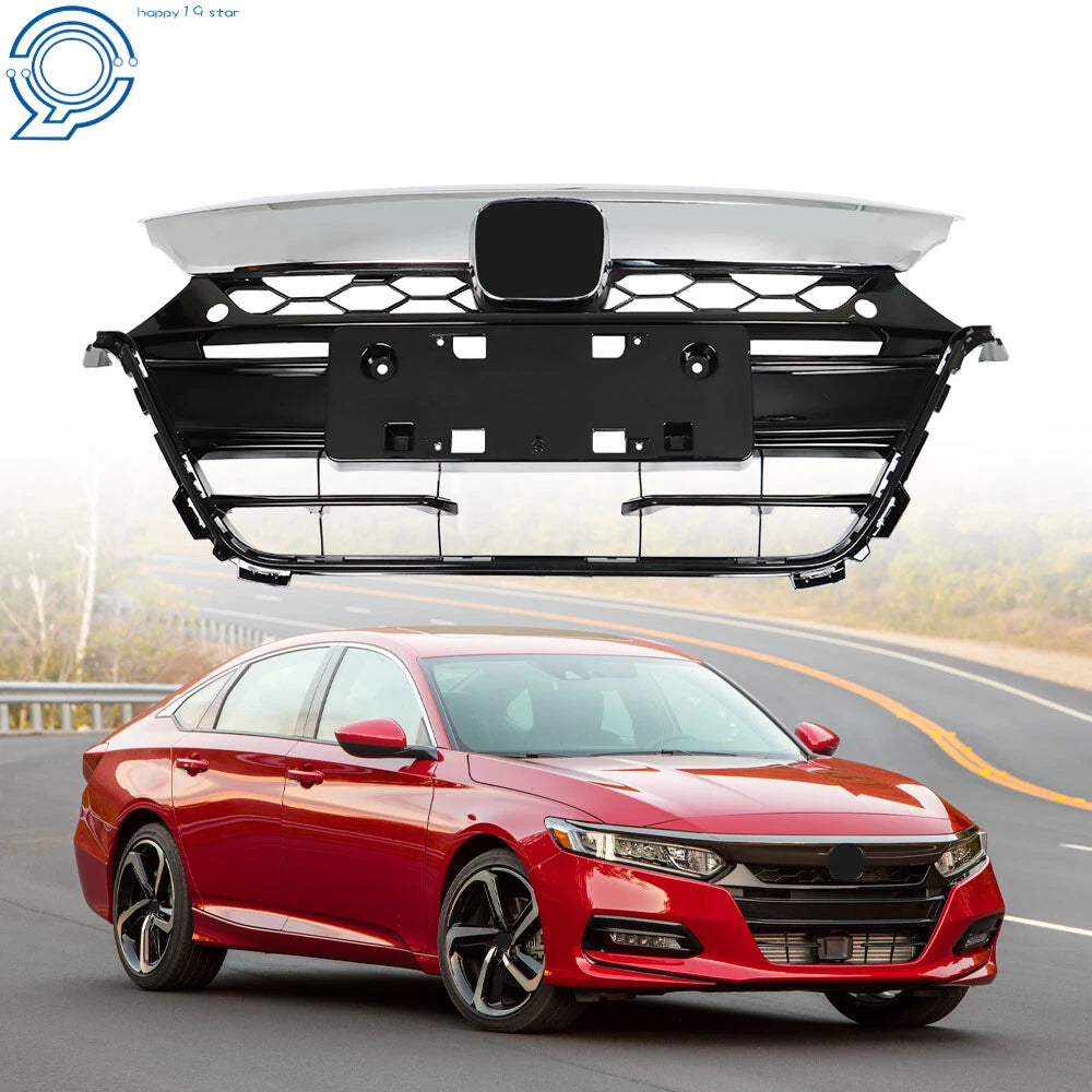 Front Bumper Grille Set for Honda Accord (2018–2019) Chrome Black