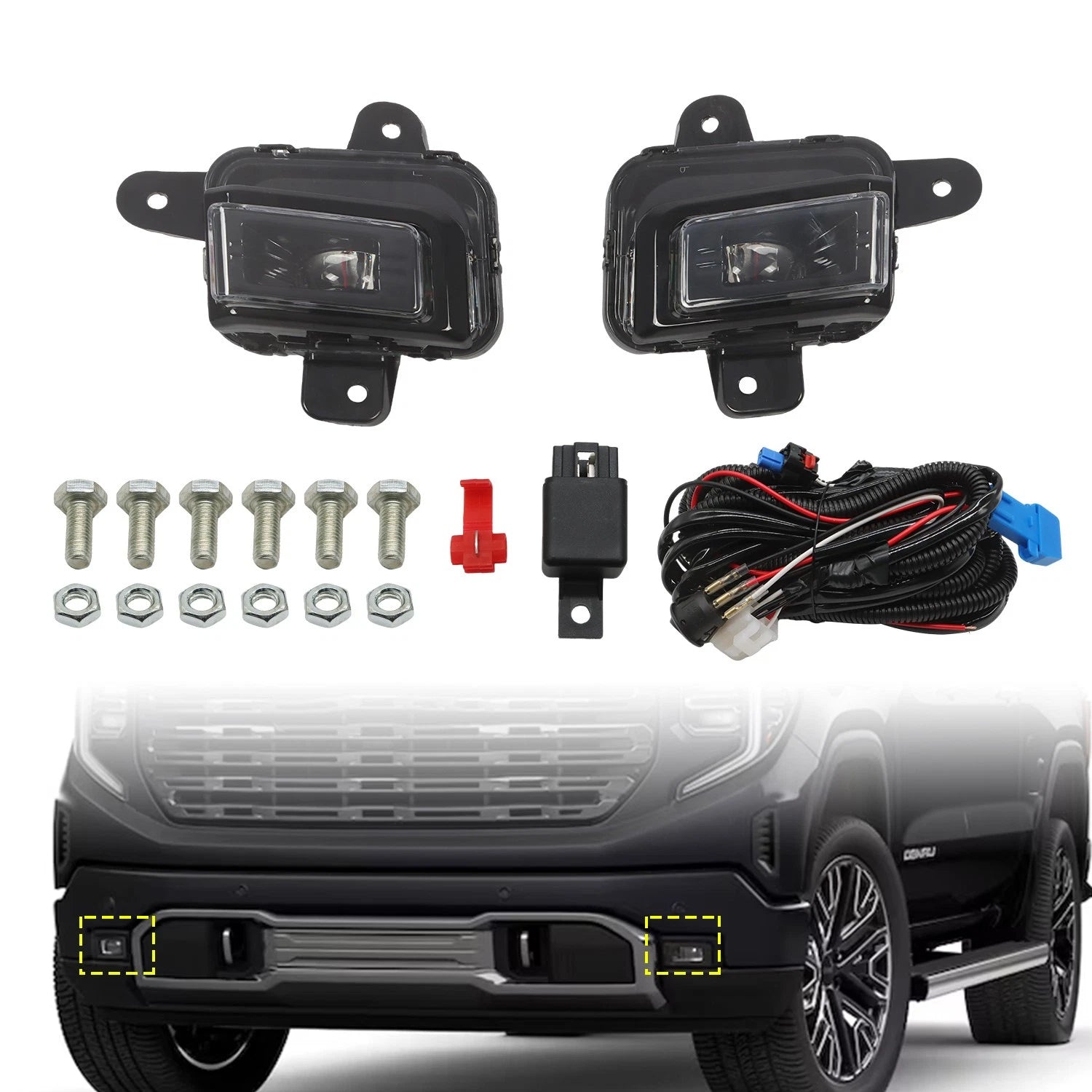 LED Fog Lights Set with Switch for GMC Sierra 1500 (2022–2024)