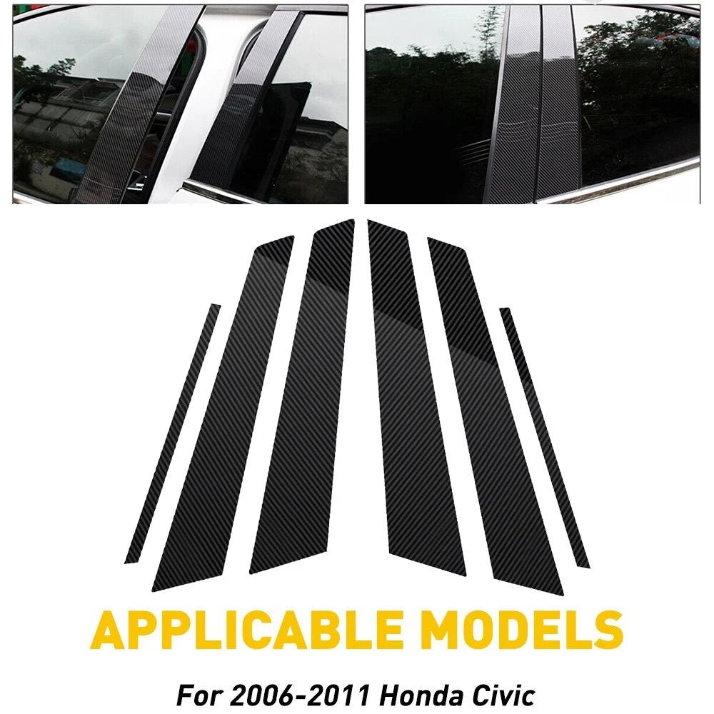 Set of 4 Window Pillar Post Covers for Honda Civic Sedan (2006–2011) Carbon H