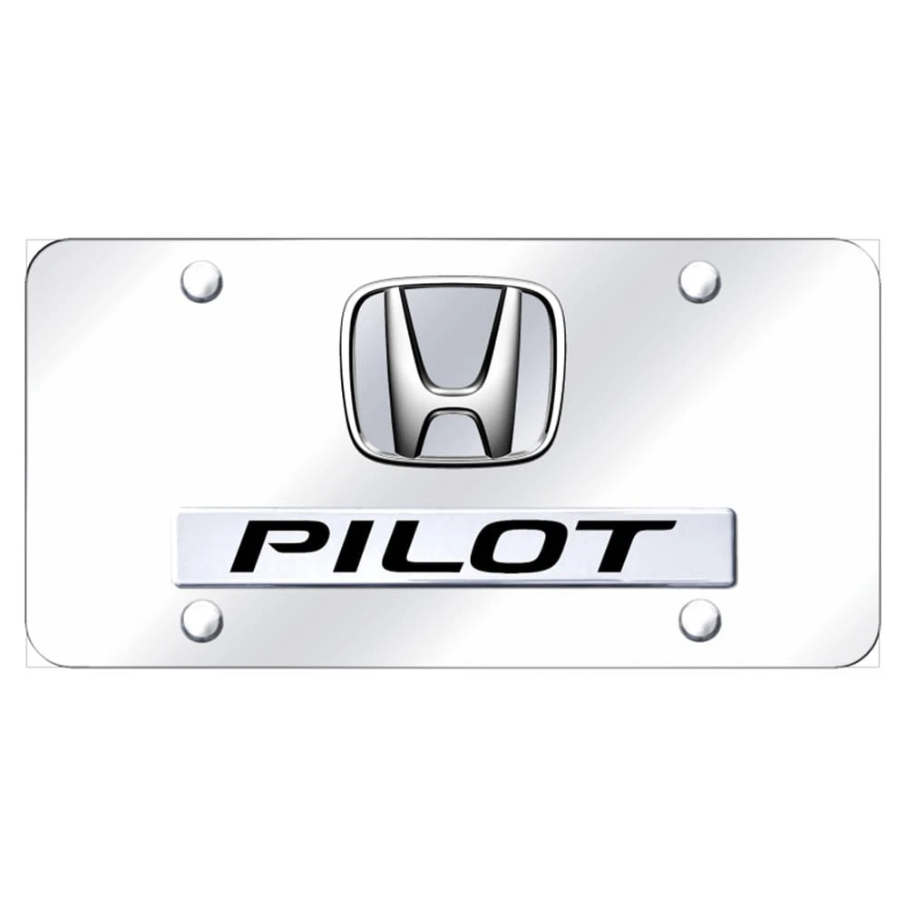 Dual Chrome Plain on Chrome License Plate - Officially Licensed for Honda Pilot