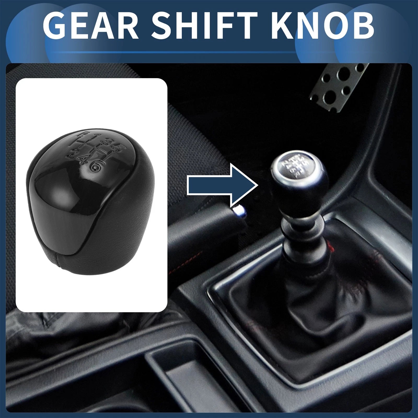 6 Speed Gear Shift Knob for Hyundai Elantra (2008–2009) Plastic Faux Leather