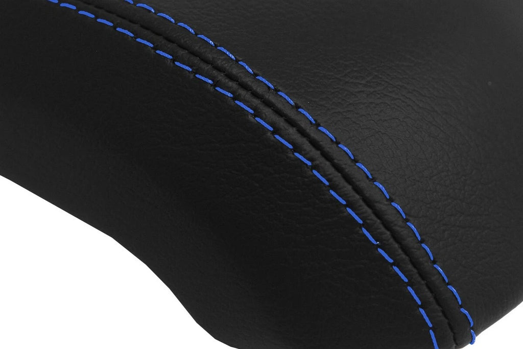 Leather Console Lid Armrest Cover for Ford Fiesta (2014–2019) Blue Stitch