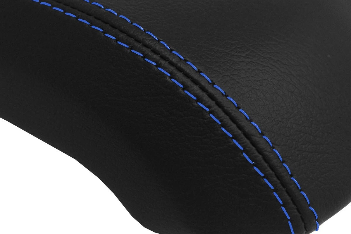Leather Console Lid Armrest Cover for Ford Fiesta (2014–2019) Blue Stitch