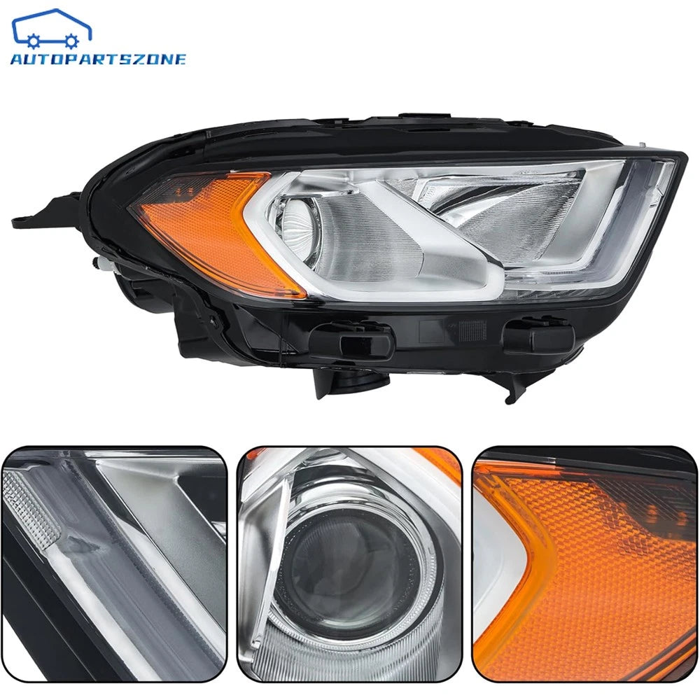Halogen Headlight Chrome Passenger Side with LED DRL for Ford EcoSport (2018–2023)
