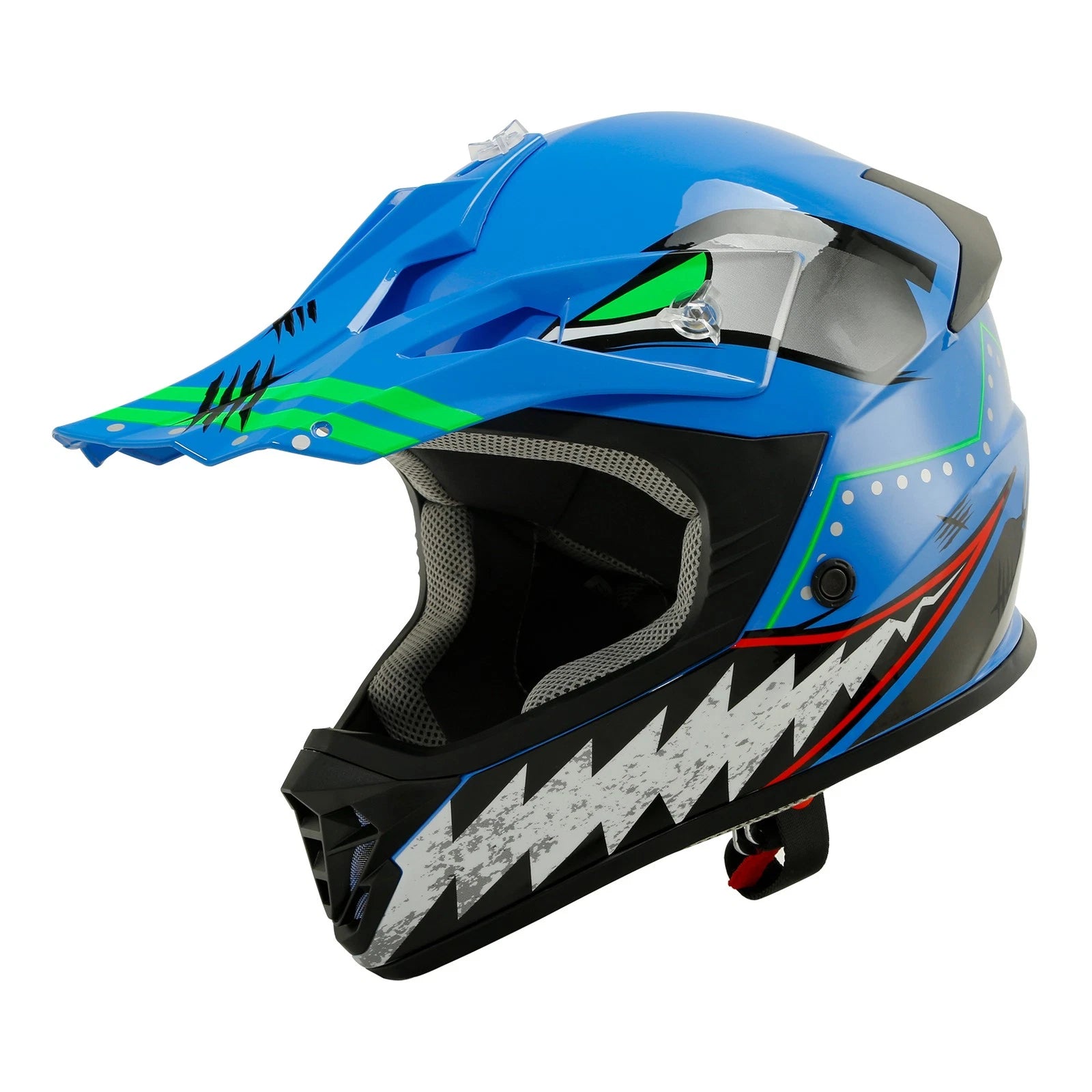 Full Face Helmet Set for DOT Motorcycle Youth Kids (Offroad, Blue)