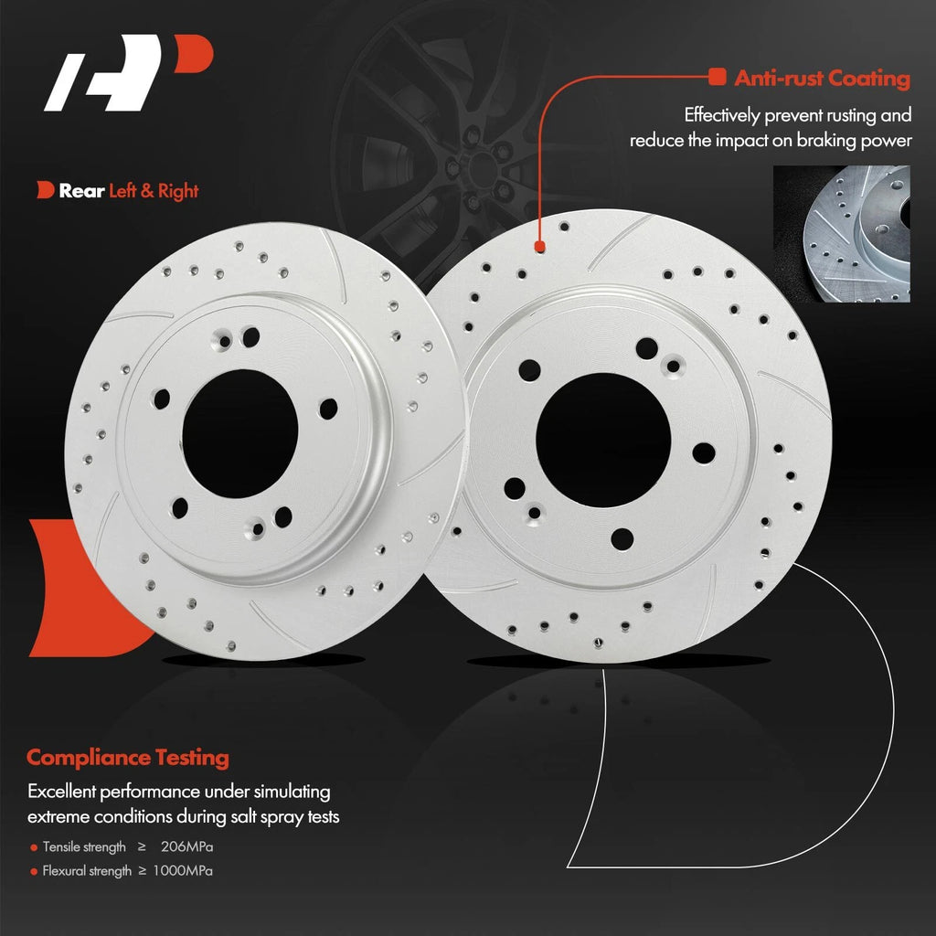 Set of 4 Drilled Brake Rotors & Ceramic Pads for Hyundai Elantra (2011–2016)