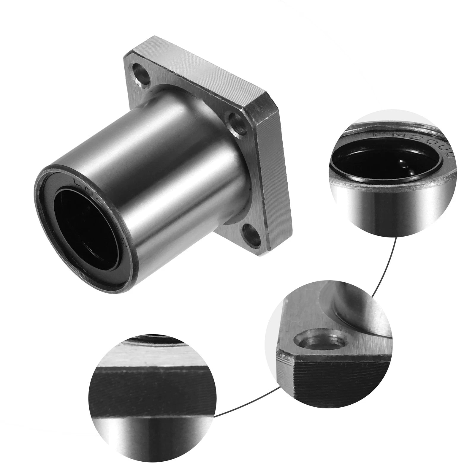 2pcs LMK20UU Linear Ball Bearings for Square Flange (20mm ID, 32mm OD)