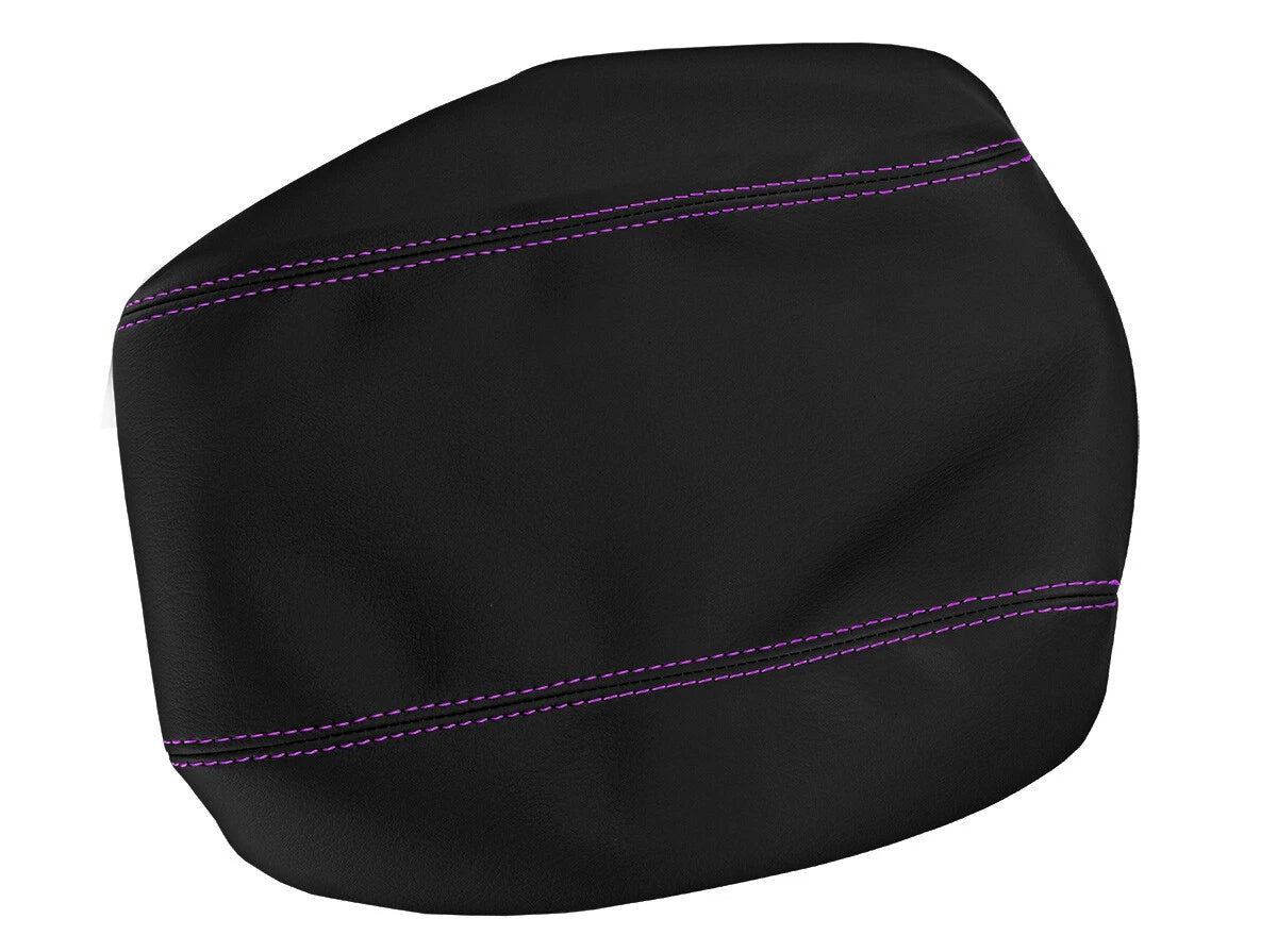 Leather Console Lid Bucket Seat Cover for Ford F250 (1999–2010) Purple Stitch
