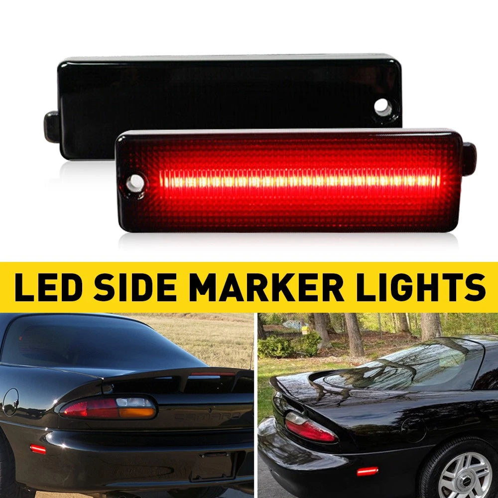 Red LED Smoked Rear Turn Signal Side Marker Lights for Chevy Camaro (1993–2002)