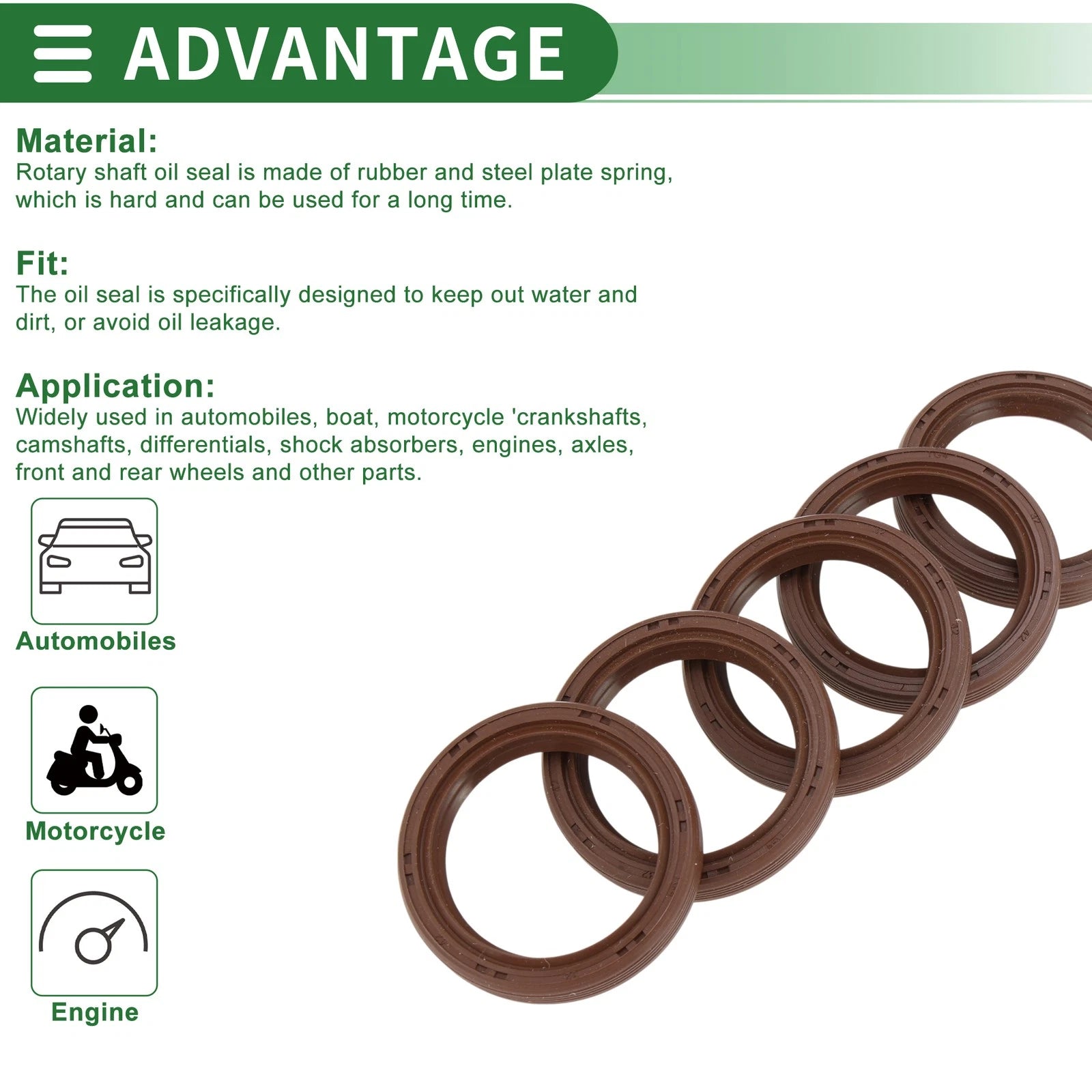 Oil Seal FKM Rubber 32x42x7mm for Various Models (5 Pcs)