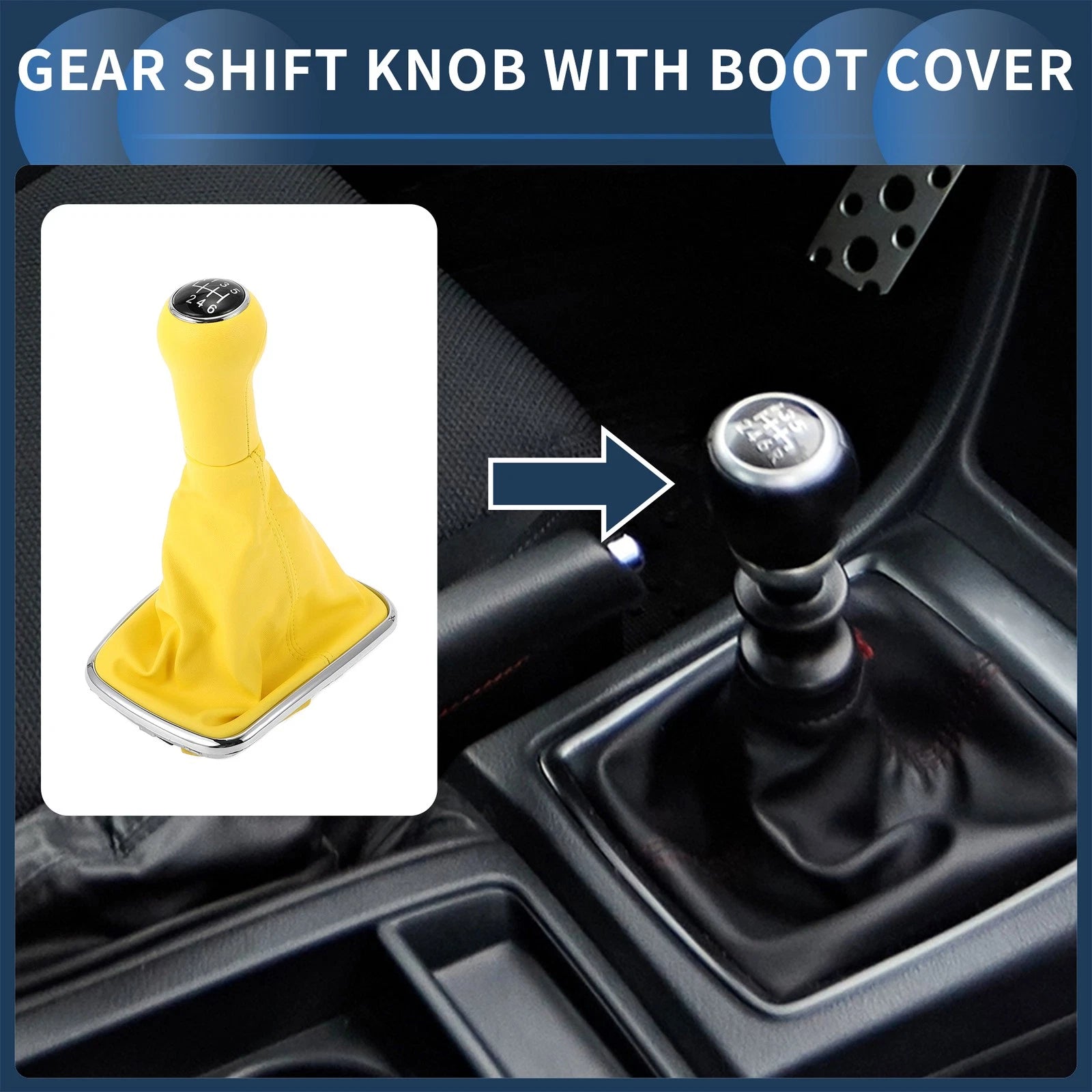 6 Speed Gear Shifter Knob with Cover for Volkswagen Bora Golf MK4 (1998–2007)
