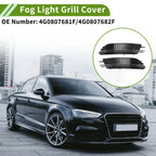 1 Pair Front Fog Light Grill for Audi A6 C7 (2012–2015) Black Silver Tone
