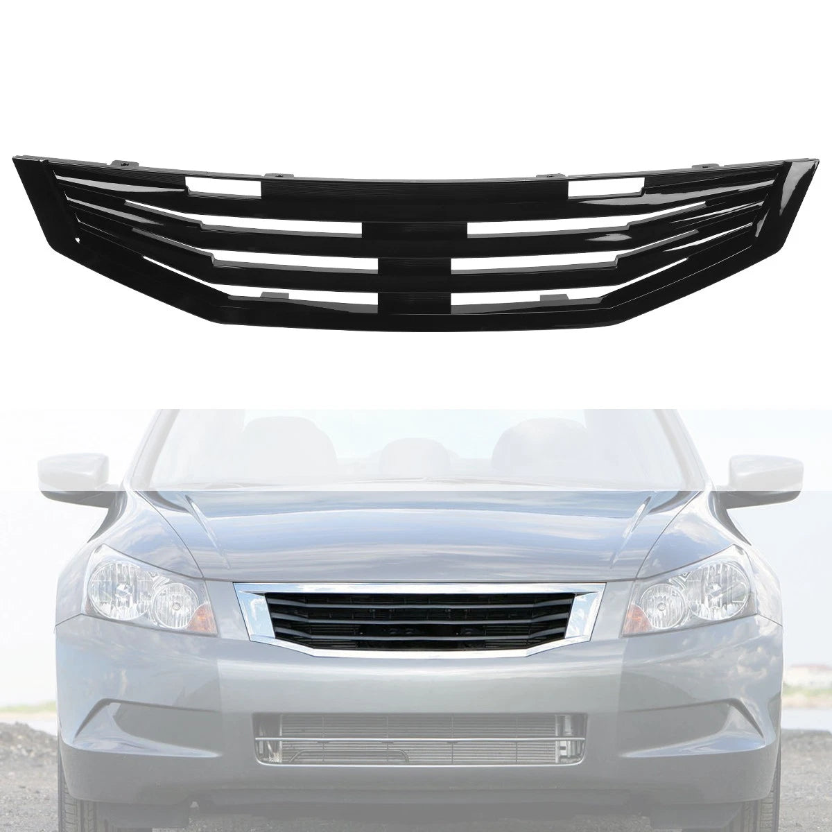 Mugen Style Black Horizontal Front Hood Grille for Honda Accord (2008–2010)