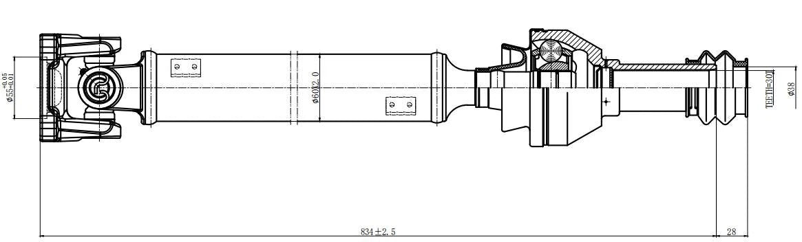 Drive Shaft for Dodge Ram 1500 SLT Crew Cab (2002–2004)