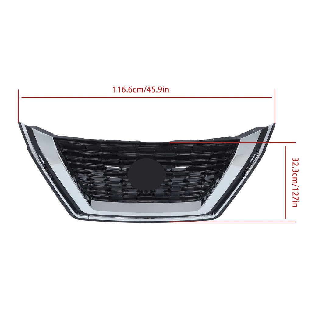 Chrome Black Front Upper Grille for Nissan Rogue (2021–2023)