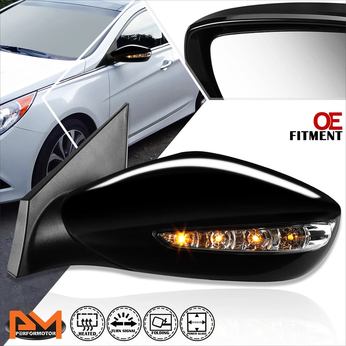 Power Heated Turn Signal Side View Mirror for Hyundai Sonata (2011–2014)
