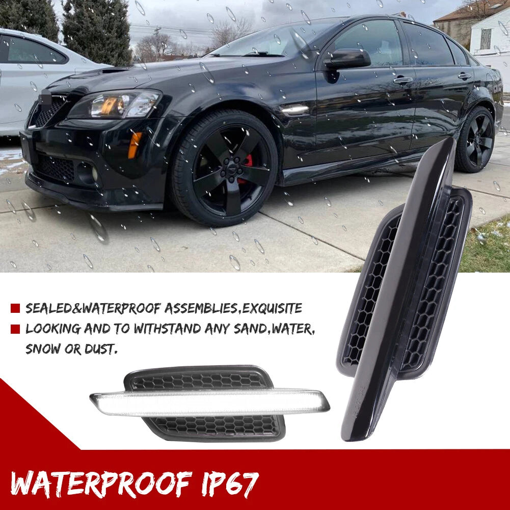 Smoked Lens White LED Front Side Marker Lights for Pontiac G8 (2008–2009)