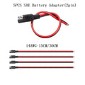 Set of 5 Black Red SAE Extension Cords 15/30cm 12V DC 14AWG Connector