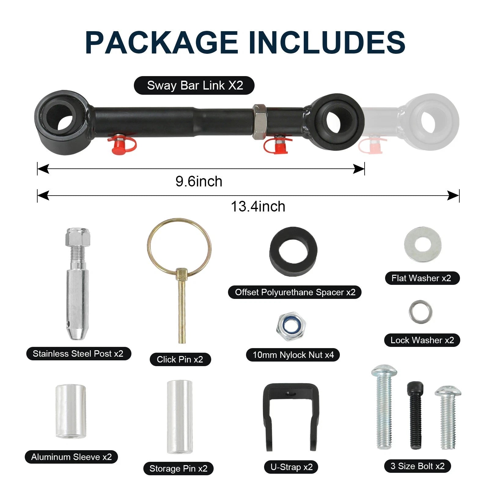 Sway Bar Links for Jeep Cherokee TJ (1998–2006) & XJ (1984–2001) 2.5-6" Lift