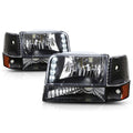 LED DRL Headlight for Ford F150/F250/F350 (1992–1996) Black Housing Amber Corner