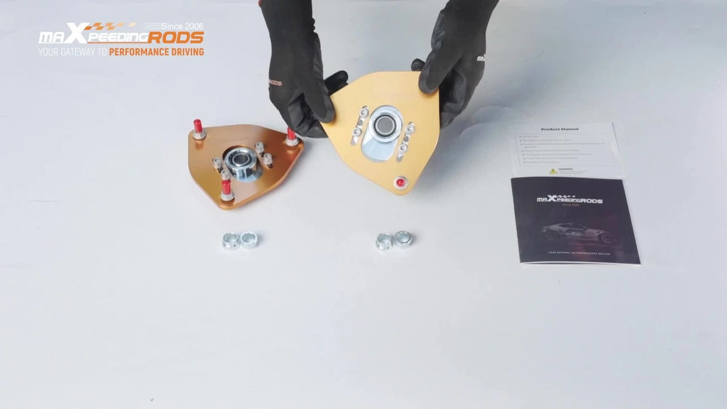 2X Front Mount Adjustable Camber Plates for Subaru Impreza WRX STI (2004-2007)