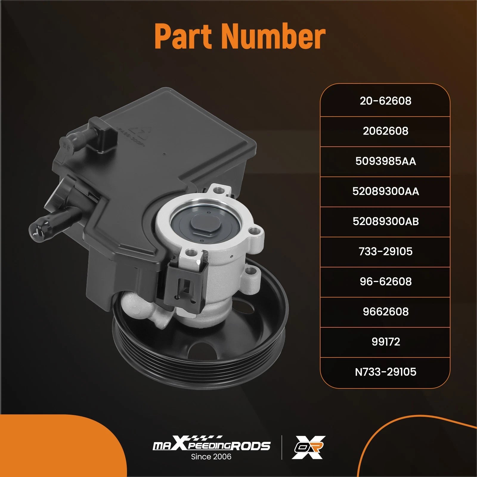 Power Steering Pump for Dodge Viper, Ram 1500 V10 8.3L (2003–2006) 52089300AB