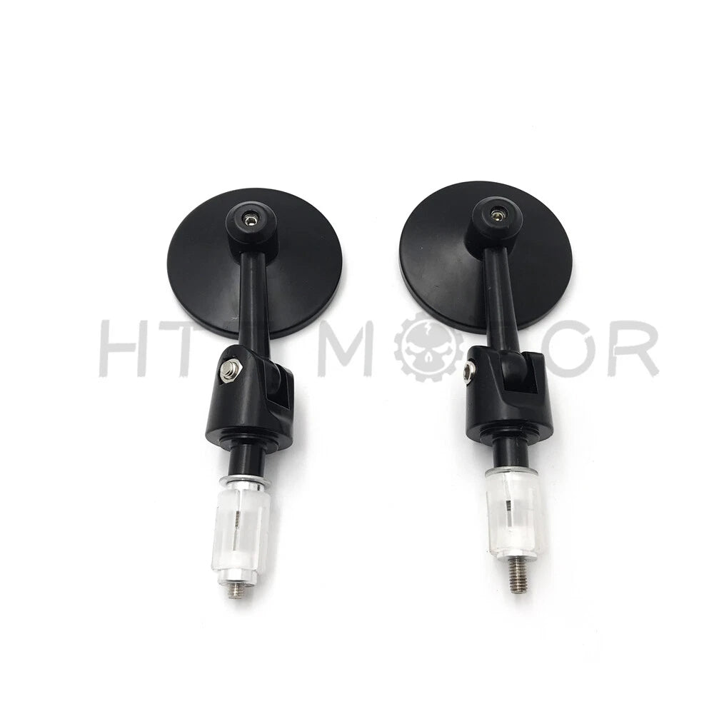 22mm Universal Motorcycle Handlebar Bar End Mirrors - Aluminum Round