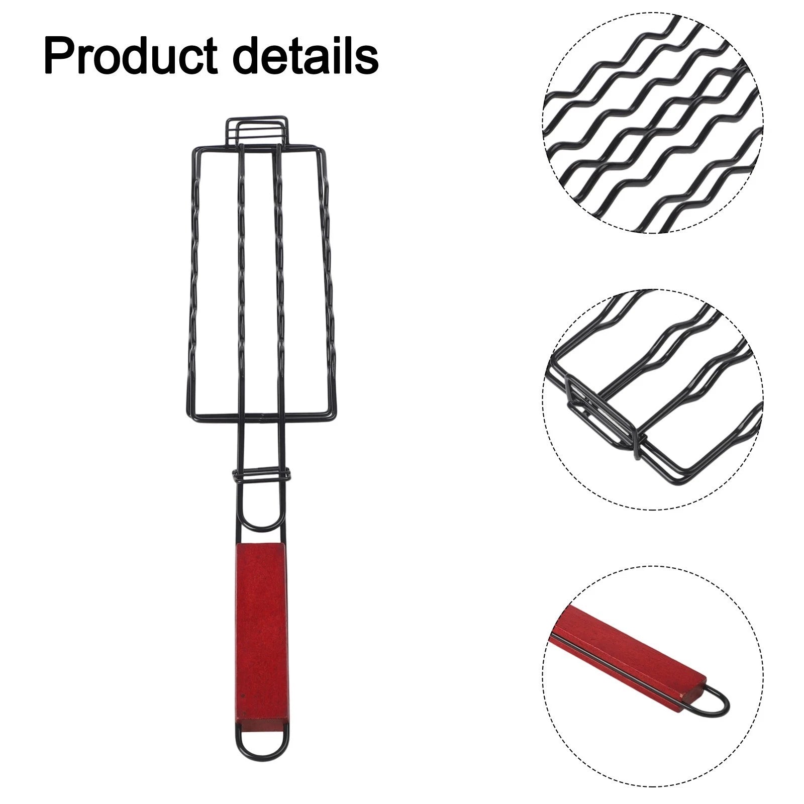 Grilling Basket for BBQ with Heat-Resistant Wooden Handle