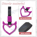 Purple Tsurikawa Devil Heart Shaped Japanese Car Warning Handle Ring for Subway Bus (2024-2026)