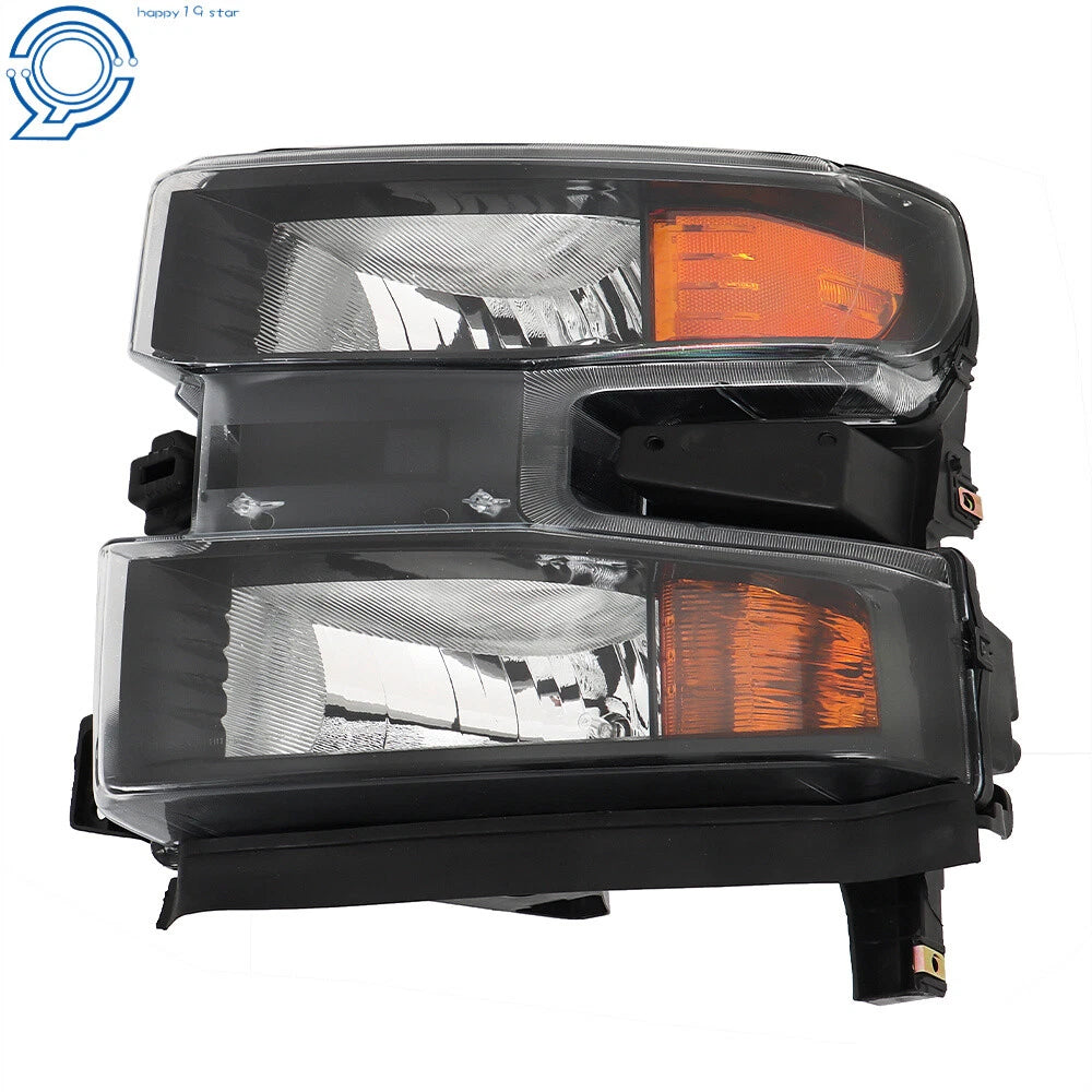 Set of 2 Headlight Assemblies for Chevrolet Silverado 1500 (2019–2021) Black Housing