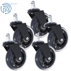 Set of 5 Rubber Swivel Wheels for Office Chair (3 Inch)