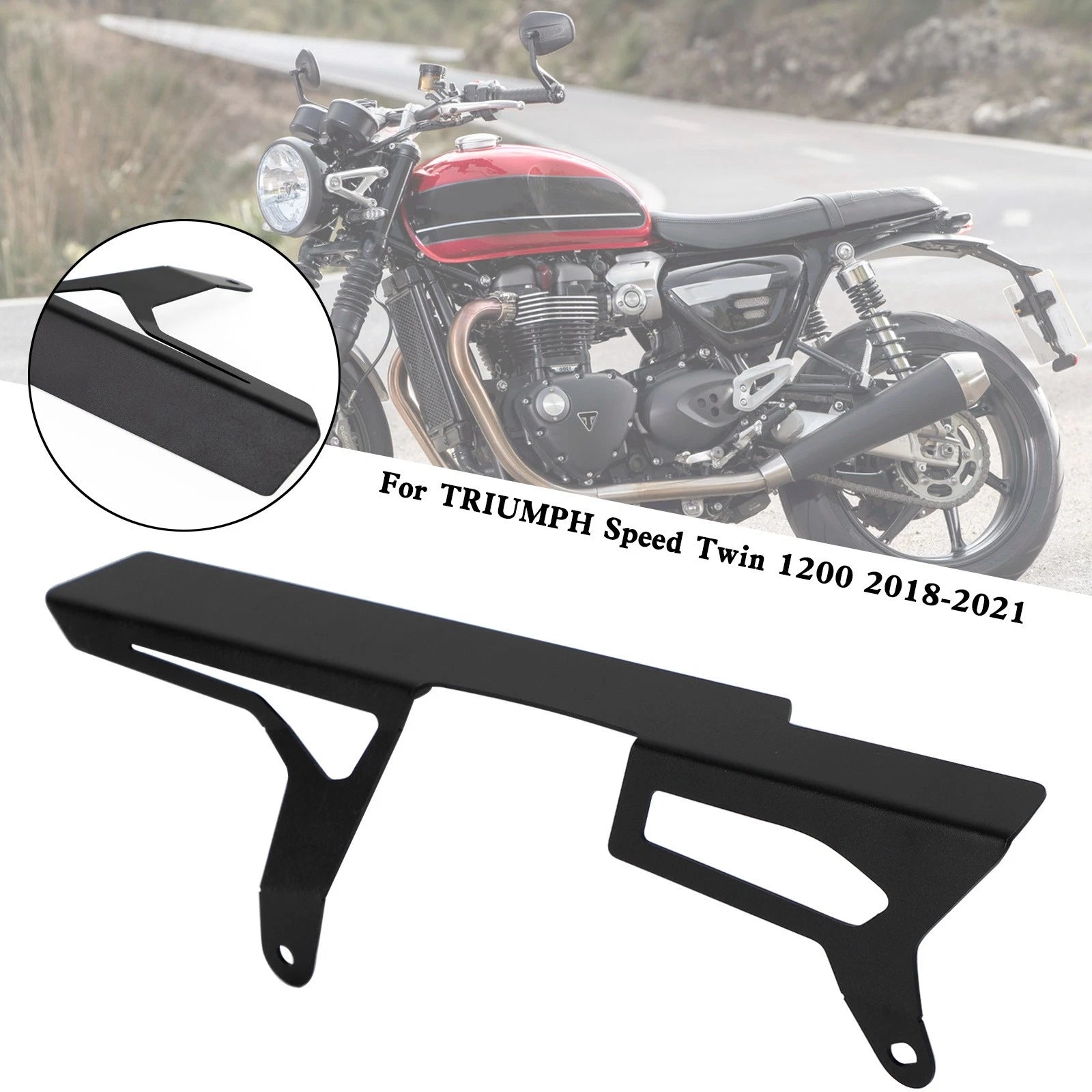 Rear Sprocket Chain Guard Protector Cover for Triumph Speed Twin 1200 (2018–2021) Black