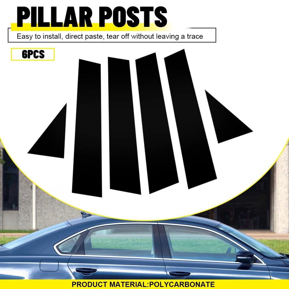 6pc Black Pillar Posts for Volkswagen Passat (2011–2019) Door Cover Trim
