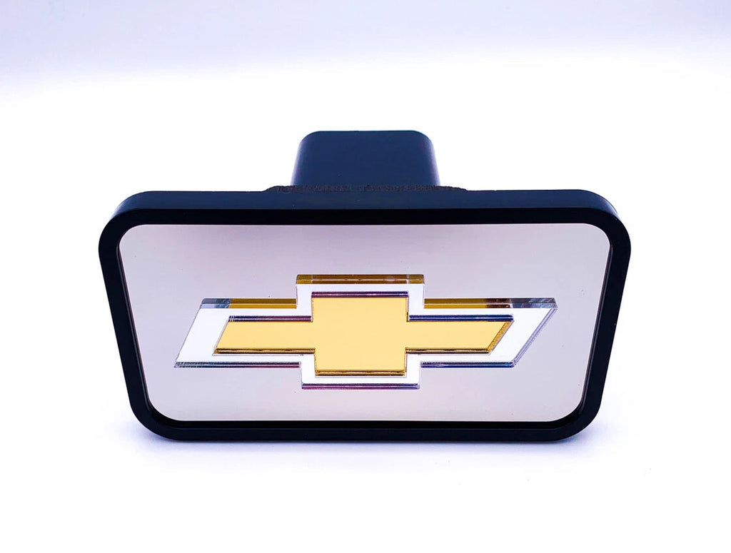 Tow Hitch Cover Mirrored Gold Bowtie for 2" Receiver Chevy (2003–2019)