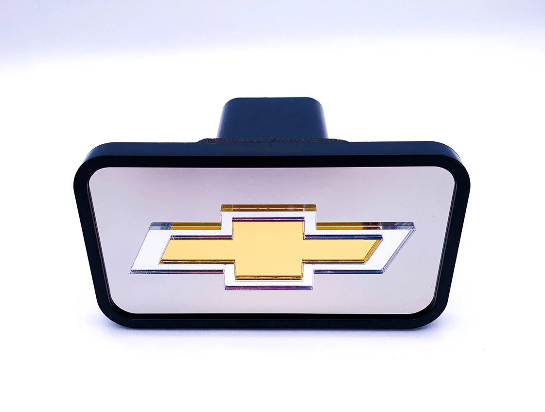 Tow Hitch Cover Mirrored Gold Bowtie for 2" Receiver Chevy (2003–2019)
