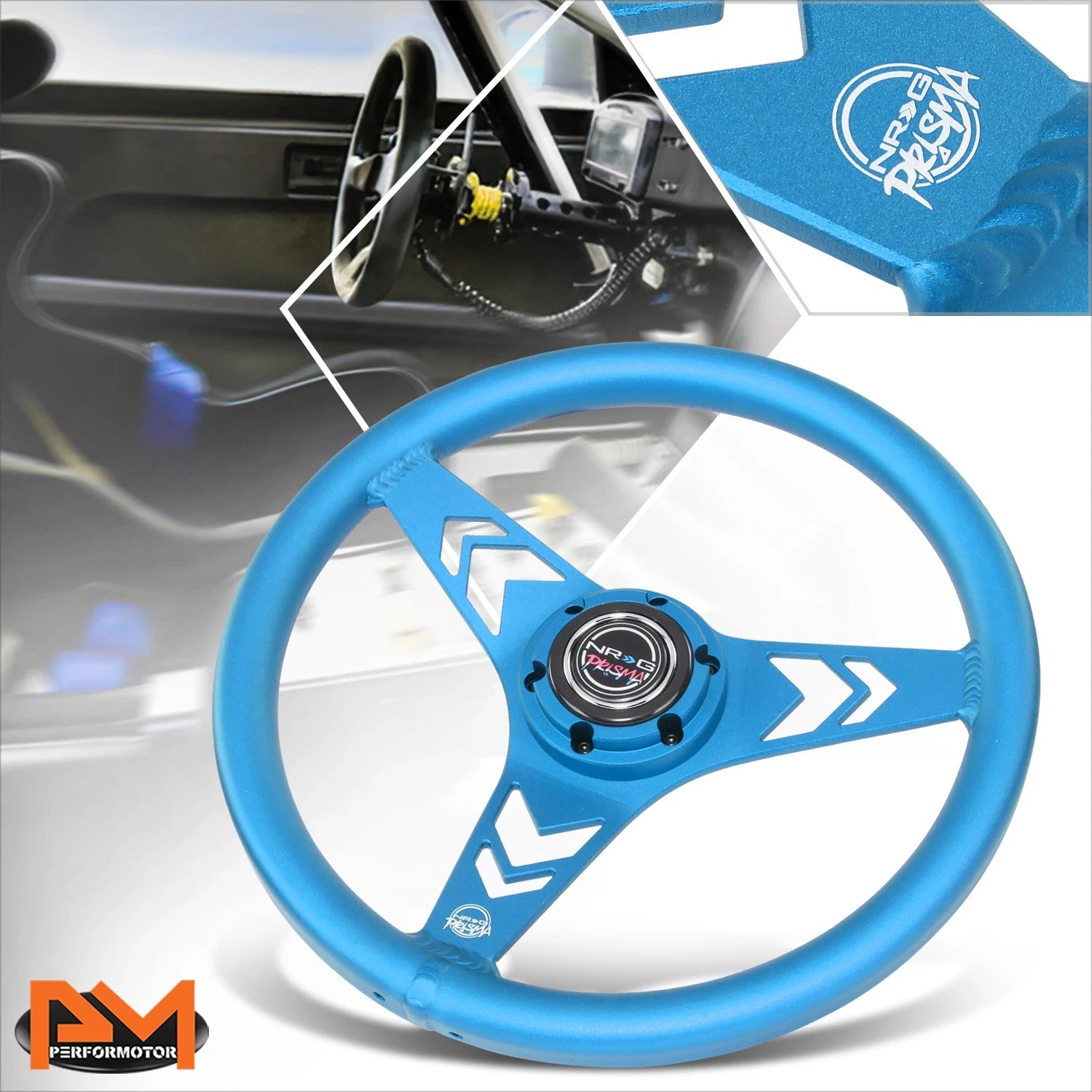 NRG RST-070-BL 330mm 1" Dish Aluminum Blue Racing Steering Wheel