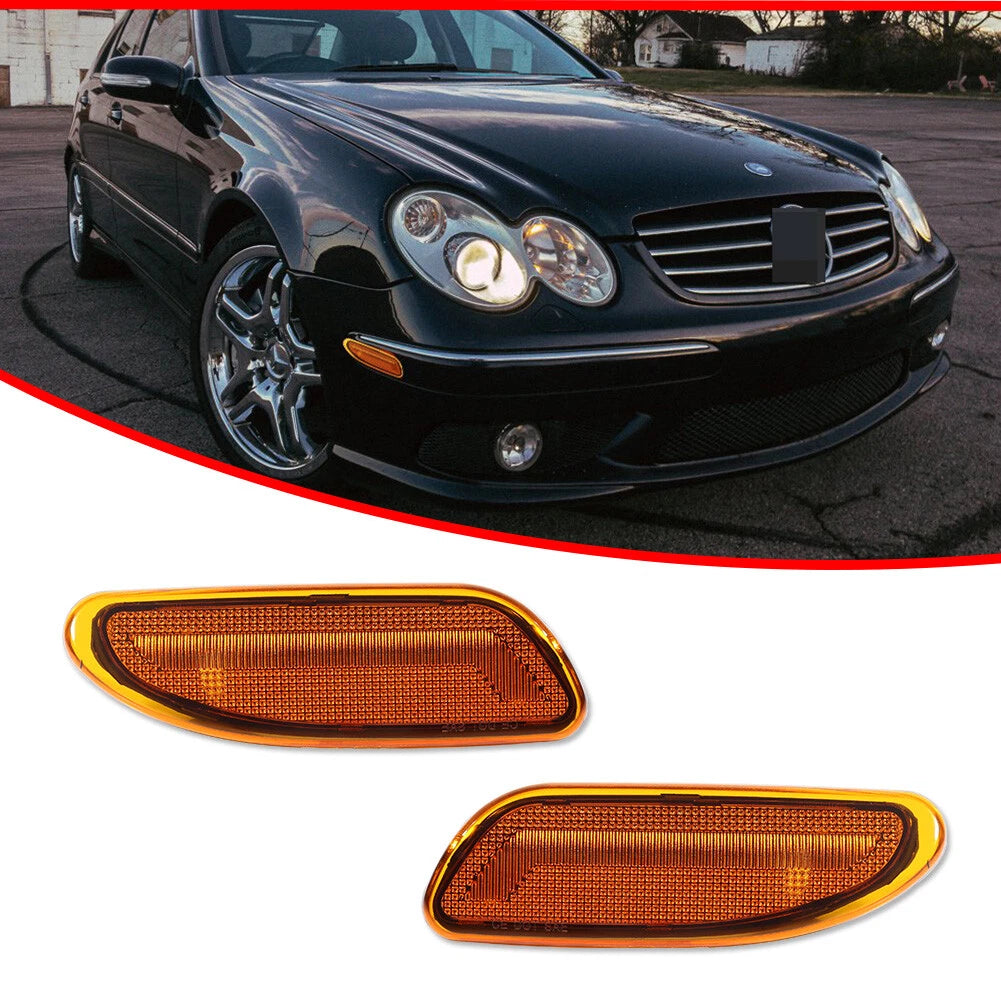 Pair Amber Front Side Marker Lights for Mercedes-Benz W203 C-Class