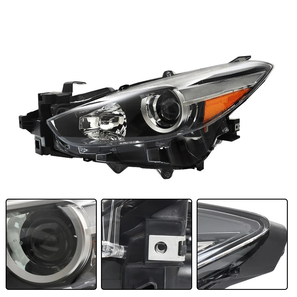Headlamp Assembly for Mazda 3 (2017–2018) LH/Driver Side Clear Halogen