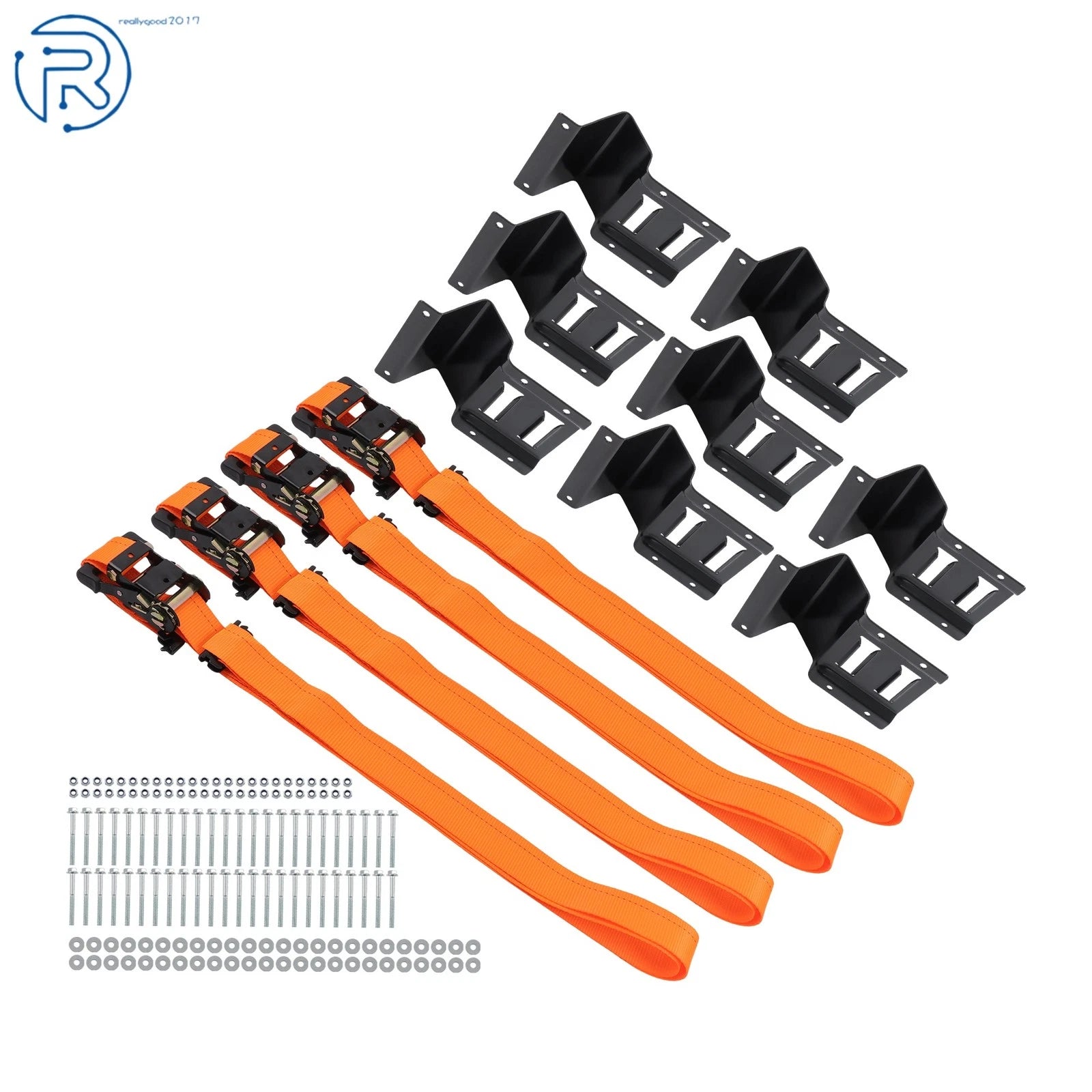 2X Wheel Chock Tie Down Straps Kit for UTV ATV E Track