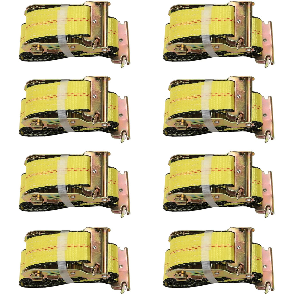 8pcs E Track Ratchet Tie Down Straps for Truck Cargo Hauler (4000LB)