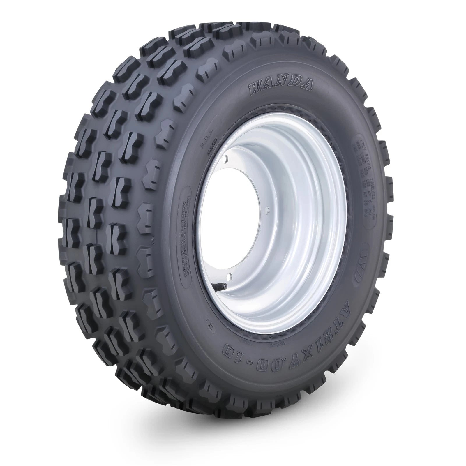 WANDA ATV Tire & Wheel 21X7-10 for ATV (10075) 4x156mm PCD 2+3 Offset Silver