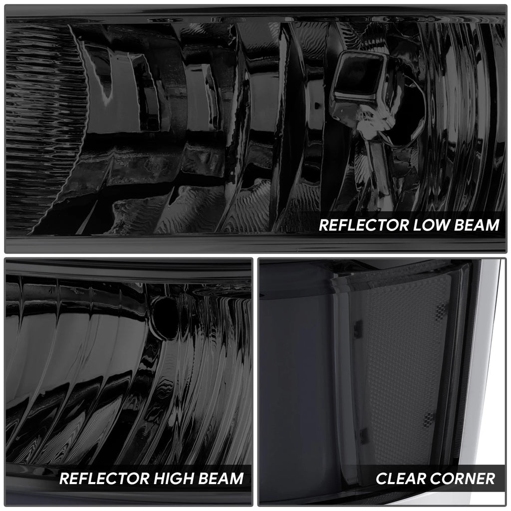 Smoked/Clear C-LED DRL Sequential Headlights for Chevrolet Silverado 1500 (2014–2015)
