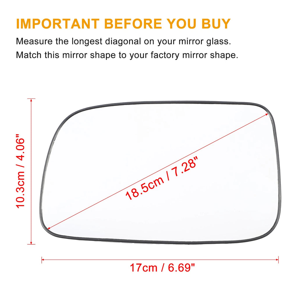 Heated Left Side Rearview Mirror Glass with Backing Plate for Toyota Prius (2010–2015)
