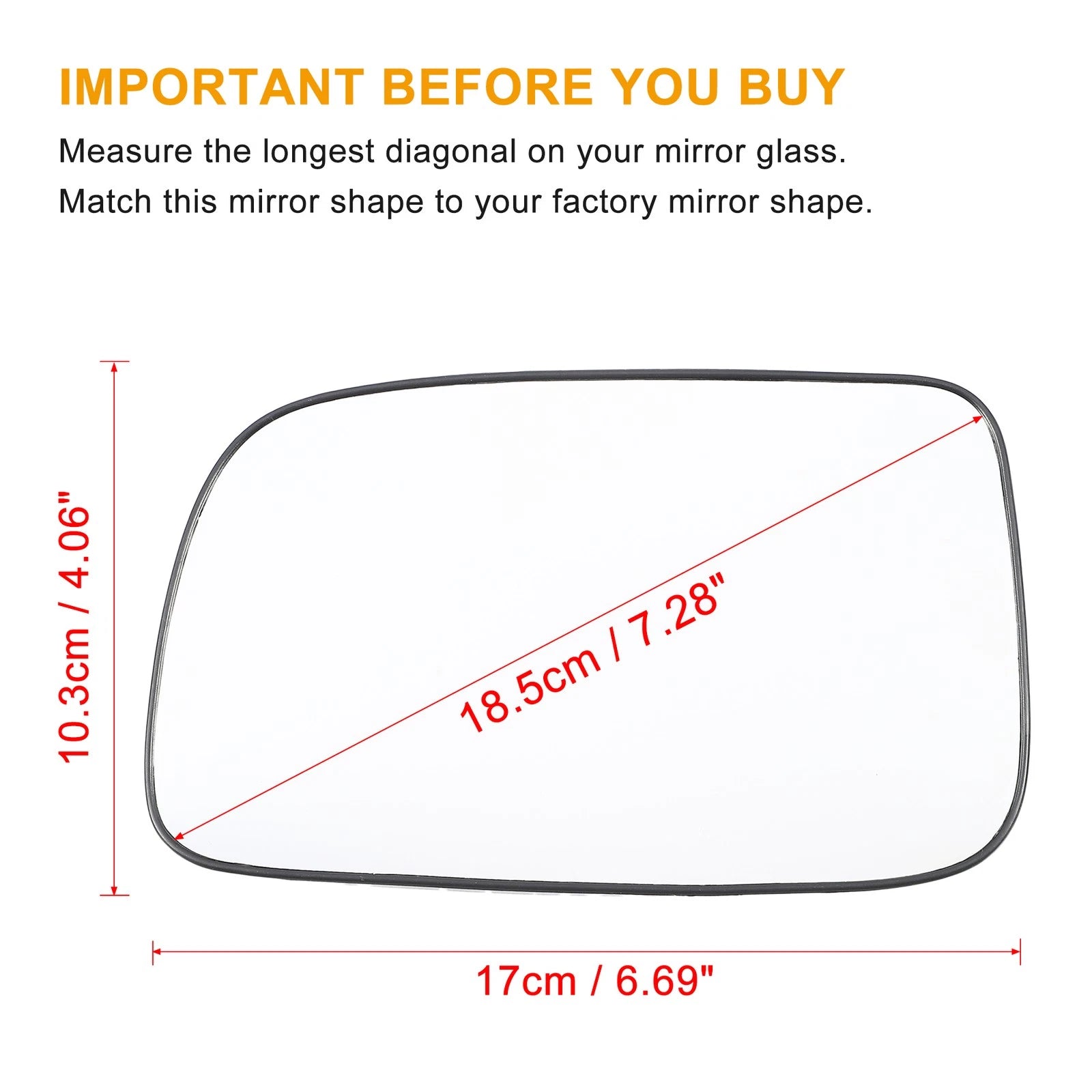 Heated Left Side Rearview Mirror Glass with Backing Plate for Toyota Prius (2010–2015)
