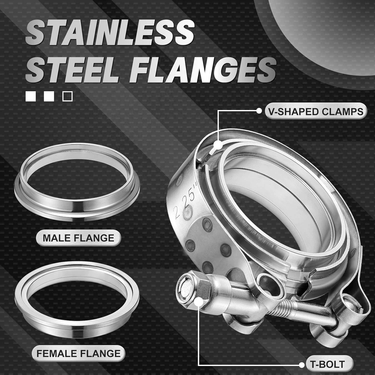 2.25'' V-Band Flange Clamp Kit for Exhaust Turbo (Universal)