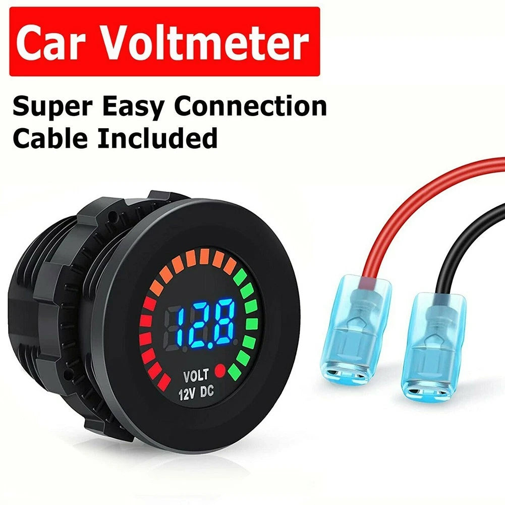 LED Digital Voltmeter Battery Fuel Gauge for Boats and Cars