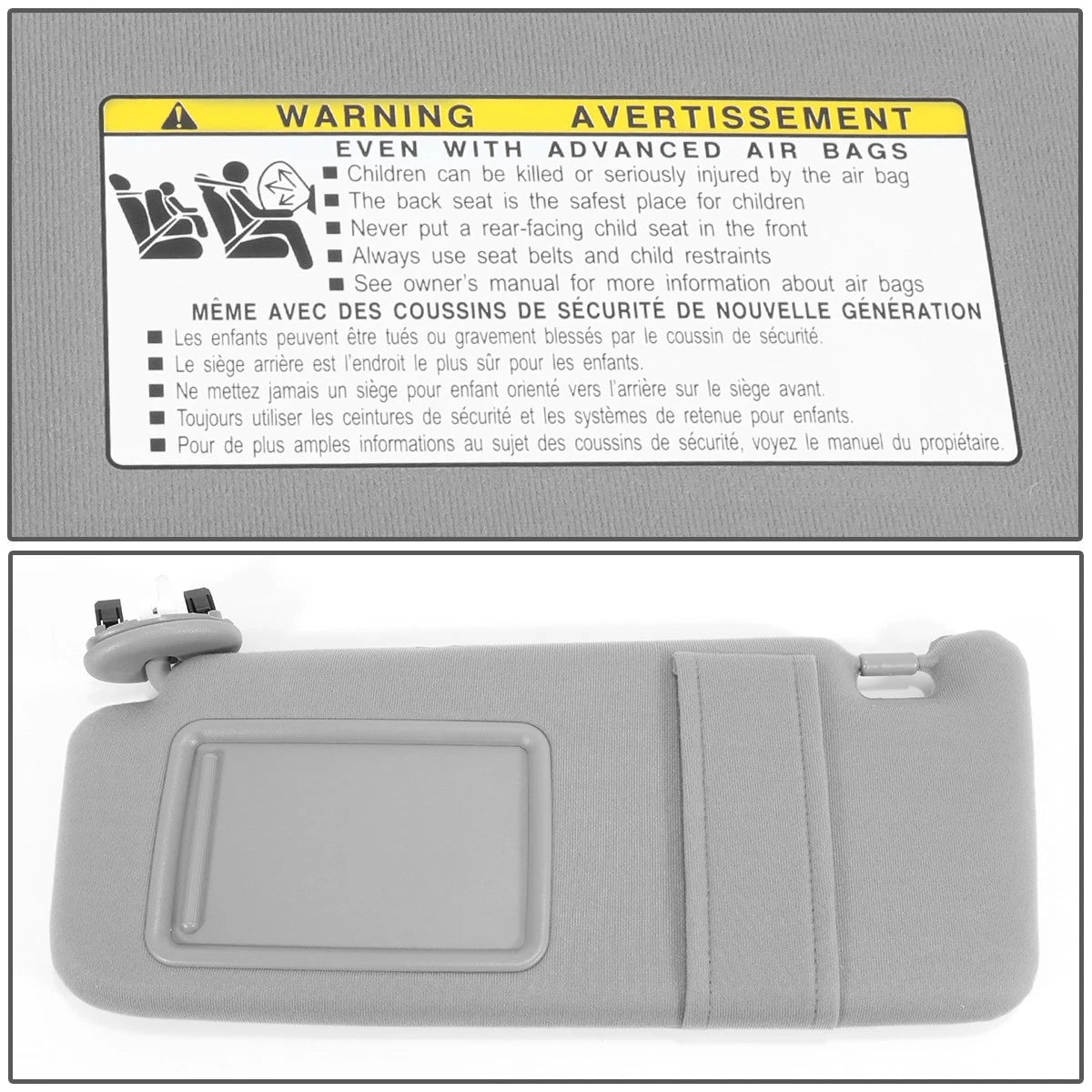 Front Driver Side Sun Visor for Toyota Camry (2007–2011) Grey OE Style
